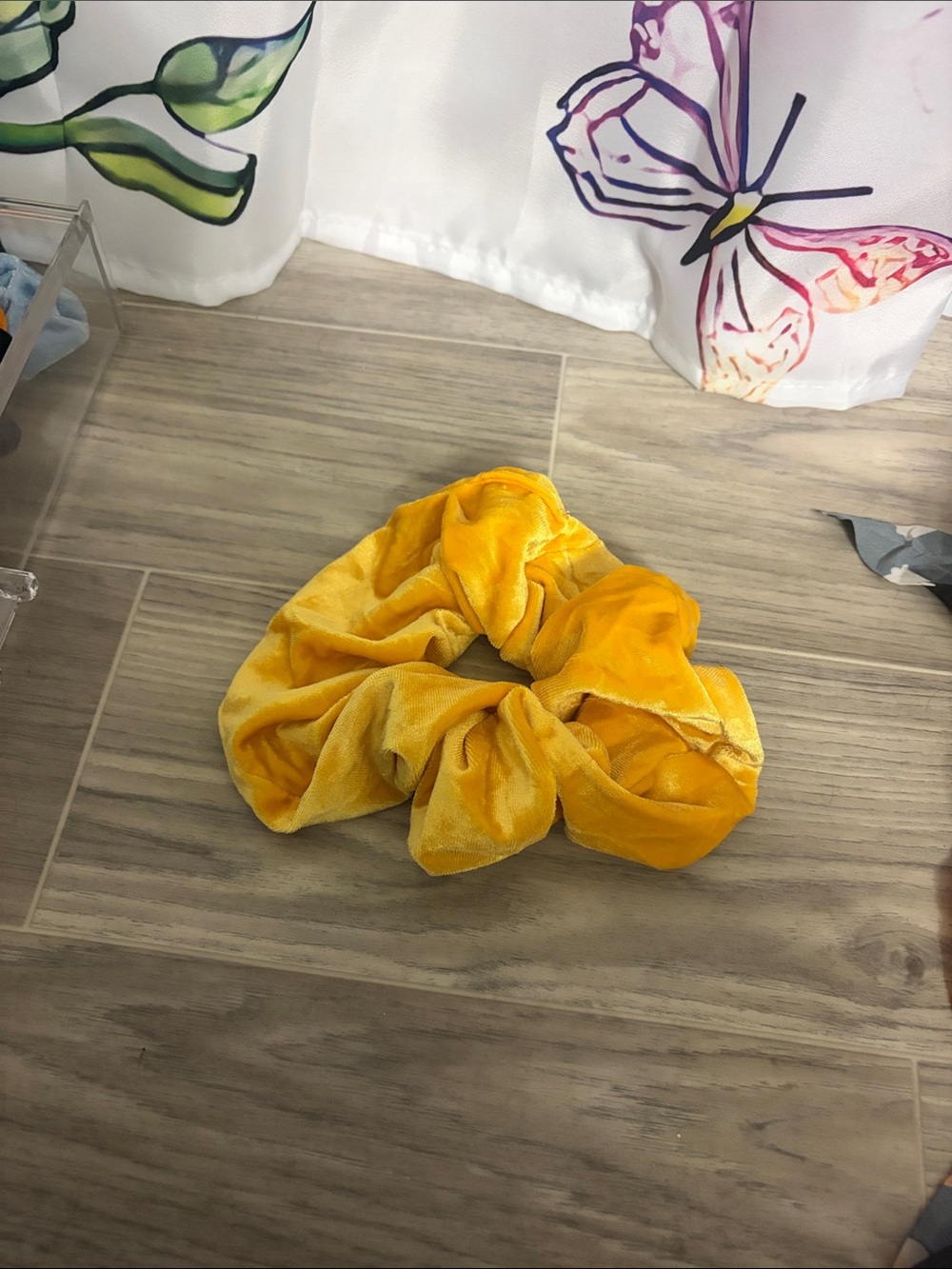 Yellow Velvet Hair Scrunchie - Unbranded
